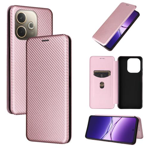 

For OPPO A5 Pro 5G Global Carbon Fiber Texture Flip Leather Phone Case(Pink)