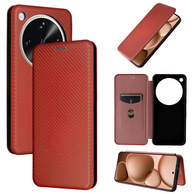

For OPPO Find X8 Ultra 5G Carbon Fiber Texture Flip Leather Phone Case(Brown)