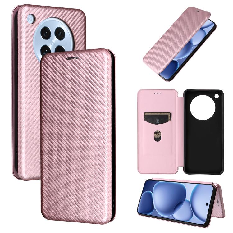 

For OPPO Find X8s 5G Carbon Fiber Texture Flip Leather Phone Case(Pink)