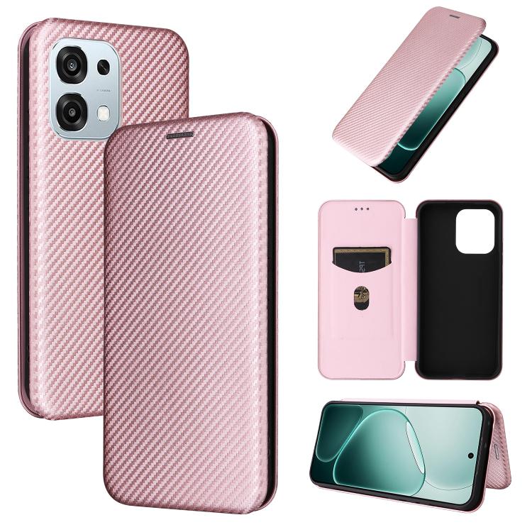 

For OPPO A6 Pro 5G Global Carbon Fiber Texture Flip Leather Phone Case(Pink)