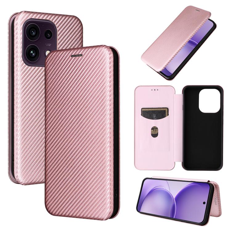 For OPPO Reno16 F 5G / Reno16 FS 5G Carbon Fiber Texture Flip Leather Phone Case(Pink)