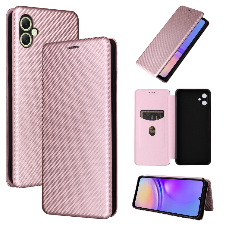 

For Samsung Galaxy A05 Carbon Fiber Texture Flip Leather Phone Case(Pink)