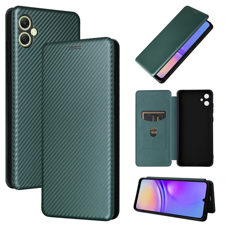 

For Samsung Galaxy A05 Carbon Fiber Texture Flip Leather Phone Case(Green)