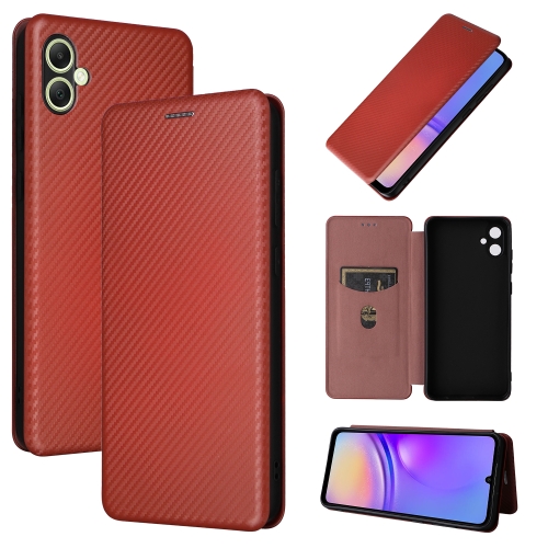 

For Samsung Galaxy A05 Carbon Fiber Texture Flip Leather Phone Case(Brown)