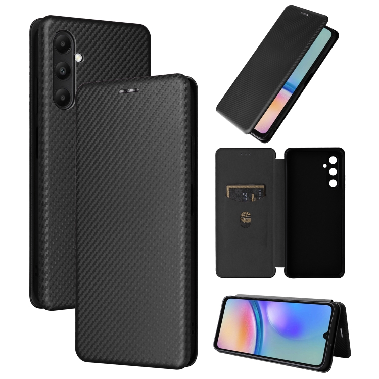 

For Samsung Galaxy A05s Carbon Fiber Texture Flip Leather Phone Case(Black)