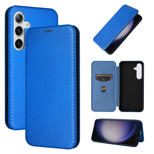 

For Samsung Galaxy S24+ 5G Carbon Fiber Texture Flip Leather Phone Case(Blue)