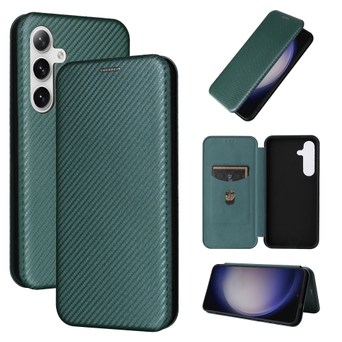 

For Samsung Galaxy S24 5G Carbon Fiber Texture Flip Leather Phone Case(Green)