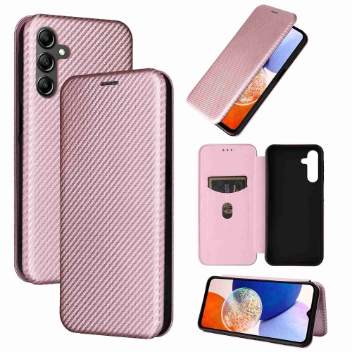

For Samsung Galaxy A15 Carbon Fiber Texture Flip Leather Phone Case(Pink)