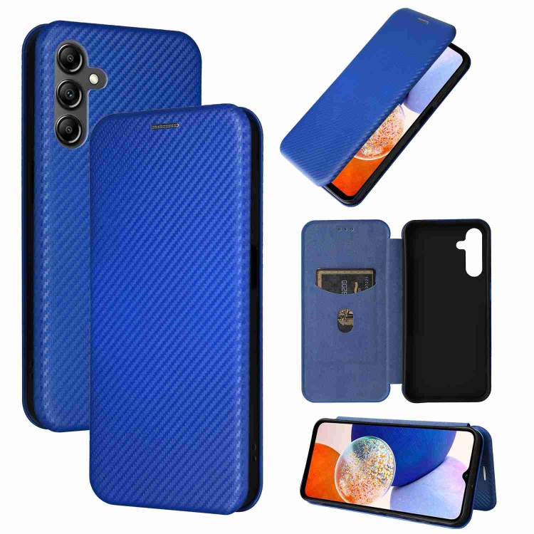 

For Samsung Galaxy A15 Carbon Fiber Texture Flip Leather Phone Case(Blue)