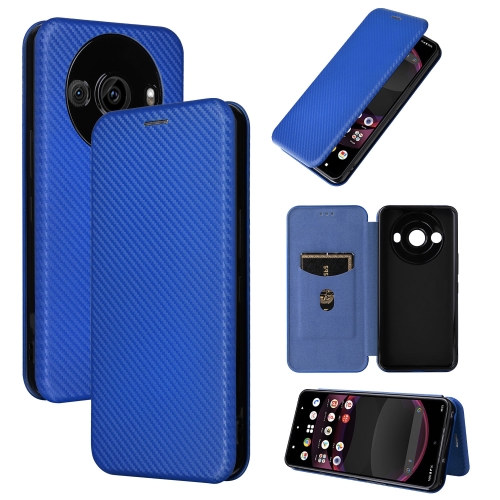 

For Sharp Aquos R8 Pro Carbon Fiber Texture Flip Leather Phone Case(Blue)