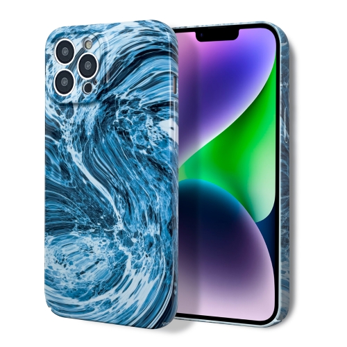 

For iPhone 11 Pro Max Marble Pattern Phone Case(Navy Blue White)