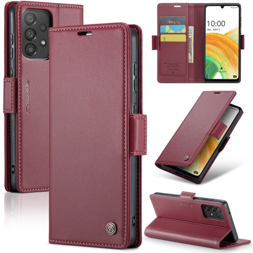

For Samsung Galaxy A33 5G CaseMe 023 Butterfly Buckle Litchi Texture RFID Anti-theft Leather Phone Case(Wine Red)