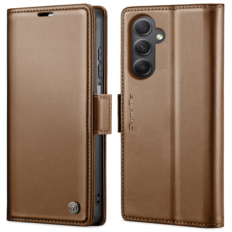 

For Samsung Galaxy A34 5G CaseMe 023 Butterfly Buckle Litchi Texture RFID Anti-theft Leather Phone Case(Brown)