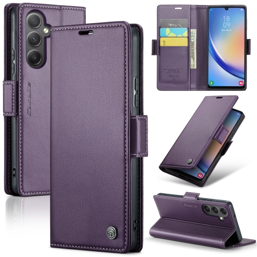 

For Samsung Galaxy A34 5G CaseMe 023 Butterfly Buckle Litchi Texture RFID Anti-theft Leather Phone Case(Pearly Purple)