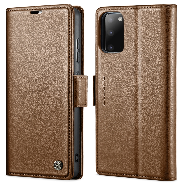 

For Samsung Galaxy S20 CaseMe 023 Butterfly Buckle Litchi Texture RFID Anti-theft Leather Phone Case(Brown)