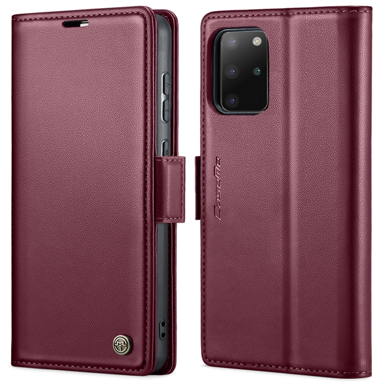 

For Samsung Galaxy S20+ CaseMe 023 Butterfly Buckle Litchi Texture RFID Anti-theft Leather Phone Case(Wine Red)