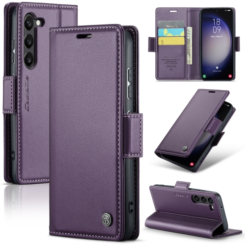

For Samsung Galaxy S23 5G CaseMe 023 Butterfly Buckle Litchi Texture RFID Anti-theft Leather Phone Case(Pearly Purple)