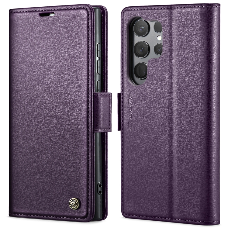 

For Samsung Galaxy S23 Ultra 5G CaseMe 023 Butterfly Buckle Litchi Texture RFID Anti-theft Leather Phone Case(Pearly Purple)