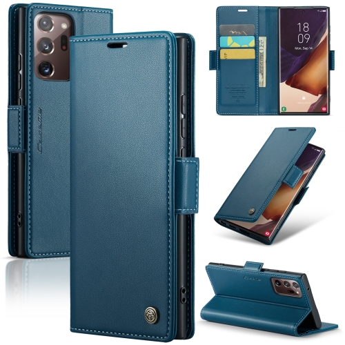 

For Samsung Galaxy Note20 Ultra CaseMe 023 Butterfly Buckle Litchi Texture RFID Anti-theft Leather Phone Case(Blue)