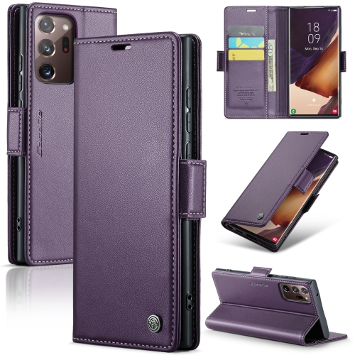 

For Samsung Galaxy Note20 Ultra CaseMe 023 Butterfly Buckle Litchi Texture RFID Anti-theft Leather Phone Case(Pearly Purple)