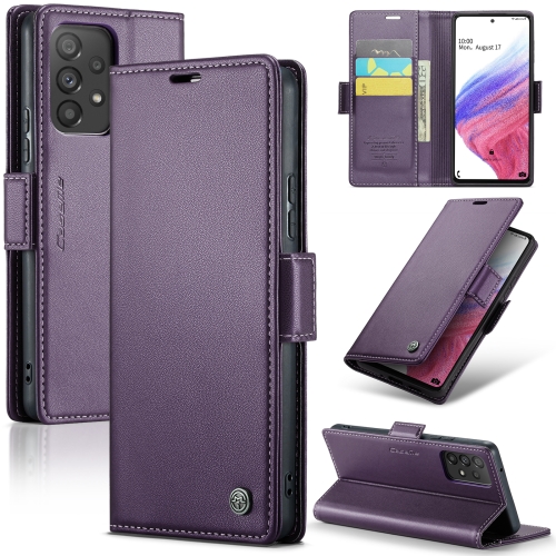

For Samsung Galaxy A53 CaseMe 023 Butterfly Buckle Litchi Texture RFID Anti-theft Leather Phone Case(Pearly Purple)