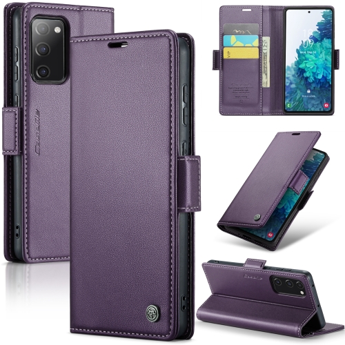 

For Samsung Galaxy S20 FE CaseMe 023 Butterfly Buckle Litchi Texture RFID Anti-theft Leather Phone Case(Pearly Purple)