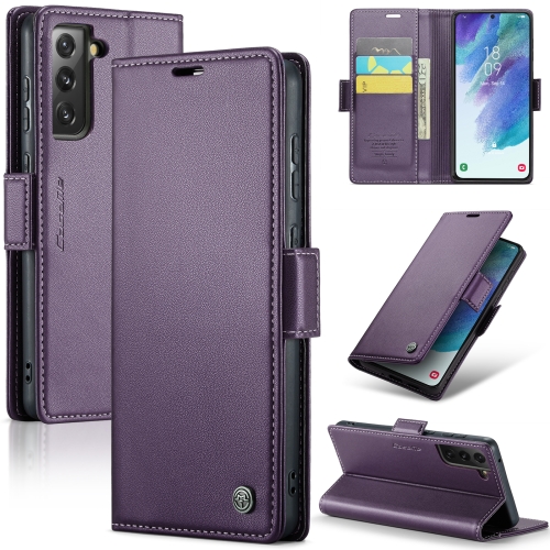 

For Samsung Galaxy S21 FE 5G CaseMe 023 Butterfly Buckle Litchi Texture RFID Anti-theft Leather Phone Case(Pearly Purple)