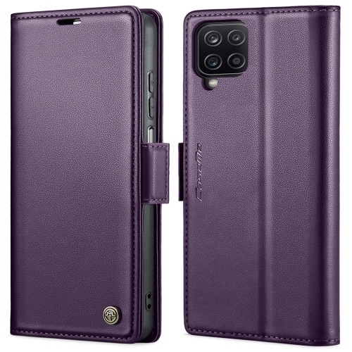 

For Samsung Galaxy A12 5G CaseMe 023 Butterfly Buckle Litchi Texture RFID Anti-theft Leather Phone Case(Pearly Purple)