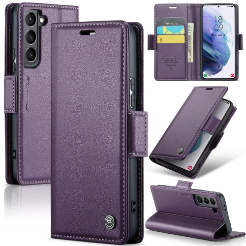 

For Samsung Galaxy S21 5G CaseMe 023 Butterfly Buckle Litchi Texture RFID Anti-theft Leather Phone Case(Pearly Purple)