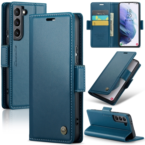 

For Samsung Galaxy S21+ 5G CaseMe 023 Butterfly Buckle Litchi Texture RFID Anti-theft Leather Phone Case(Blue)