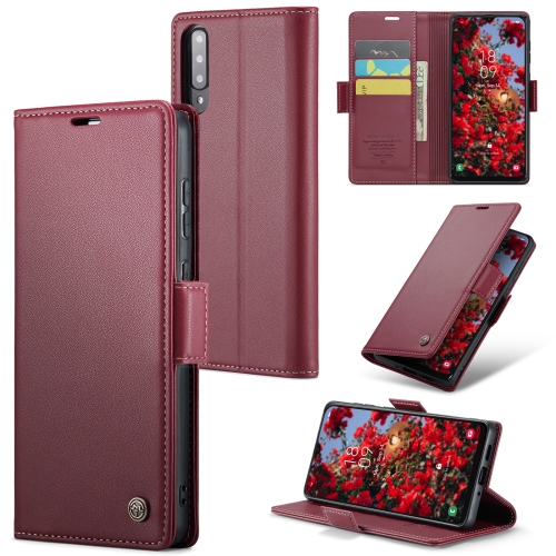 

For Samsung Galaxy A30s / A50s / A50 CaseMe 023 Butterfly Buckle Litchi Texture RFID Anti-theft Leather Phone Case(Wine Red)