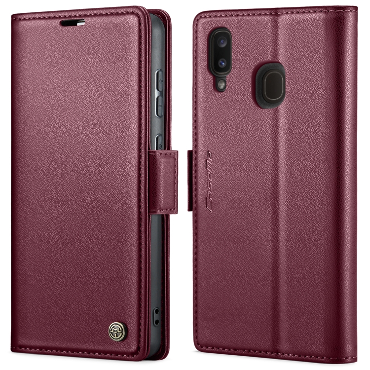 

For Samsung Galaxy A40 CaseMe 023 Butterfly Buckle Litchi Texture RFID Anti-theft Leather Phone Case(Wine Red)