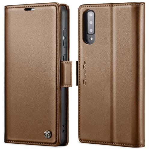 

For Samsung Galaxy A70/A70s CaseMe 023 Butterfly Buckle Litchi Texture RFID Anti-theft Leather Phone Case(Brown)