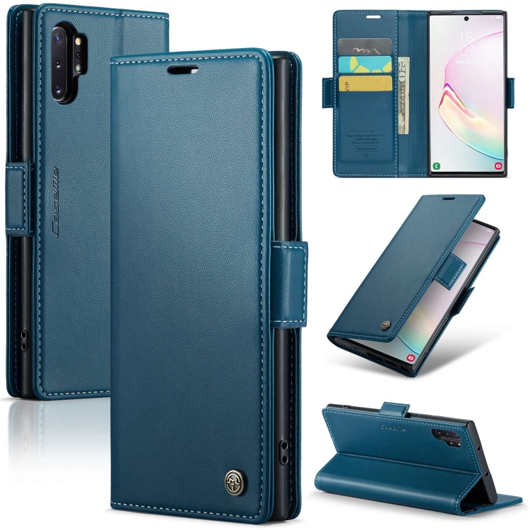 

For Samsung Galaxy Note10+ CaseMe 023 Butterfly Buckle Litchi Texture RFID Anti-theft Leather Phone Case(Blue)