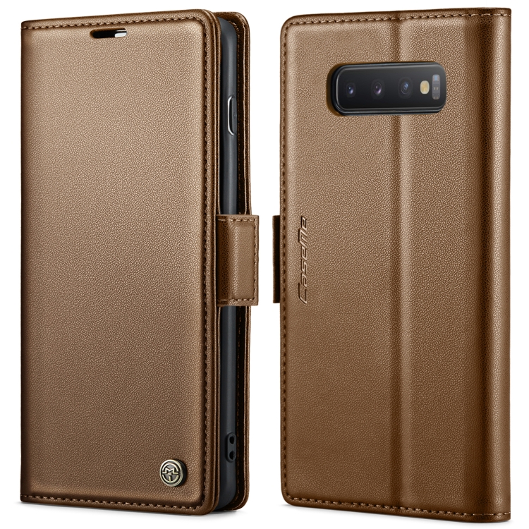 

For Samsung Galaxy S10 CaseMe 023 Butterfly Buckle Litchi Texture RFID Anti-theft Leather Phone Case(Brown)