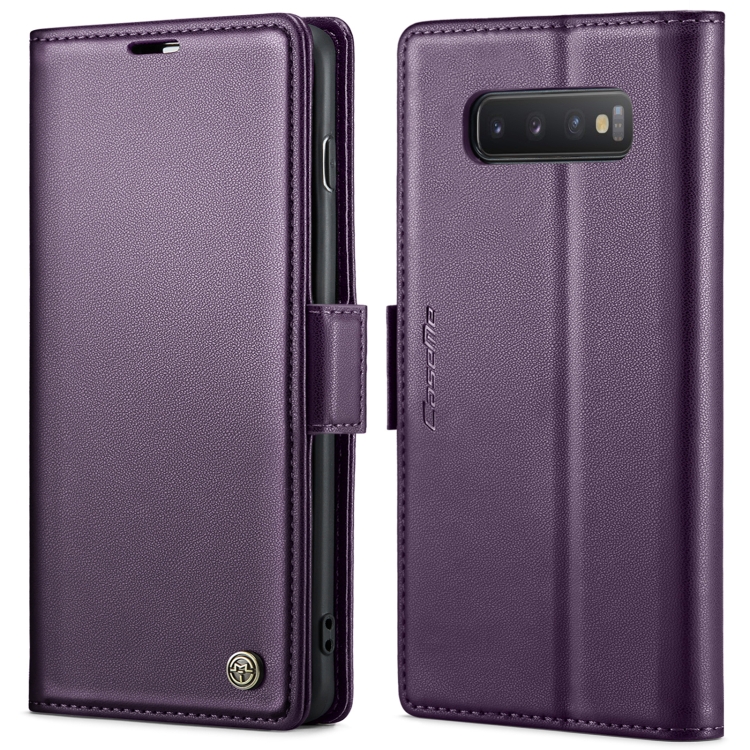 

For Samsung Galaxy S10+ CaseMe 023 Butterfly Buckle Litchi Texture RFID Anti-theft Leather Phone Case(Pearly Purple)