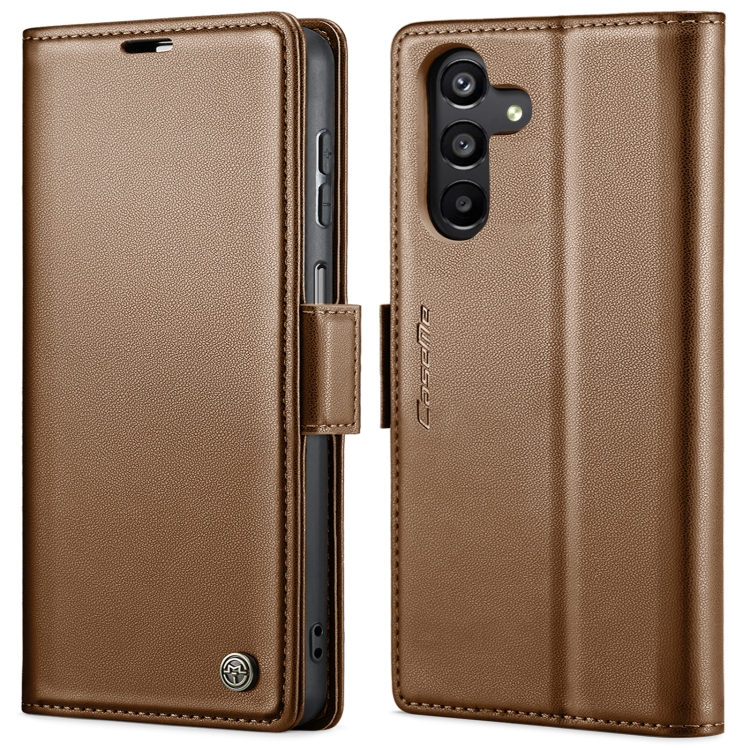 

For Samsung Galaxy A24 4G CaseMe 023 Butterfly Buckle Litchi Texture RFID Anti-theft Leather Phone Case(Brown)