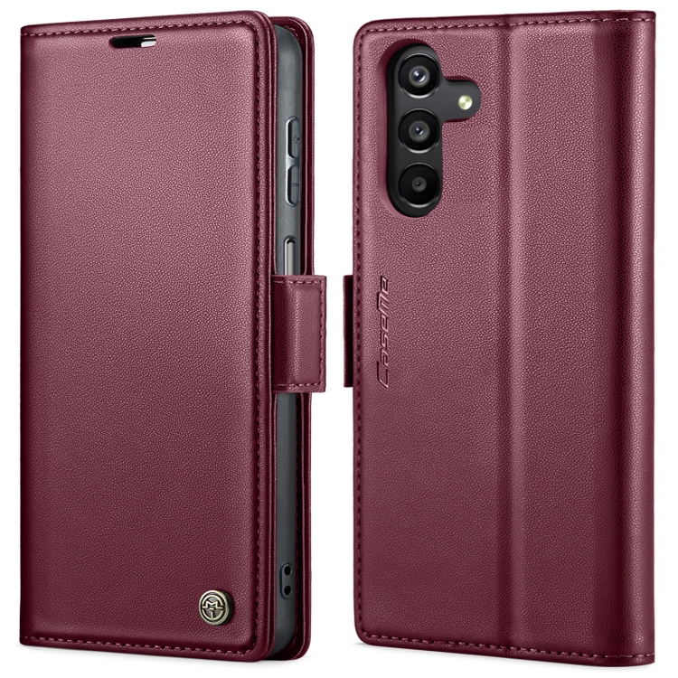 

For Samsung Galaxy A24 4G CaseMe 023 Butterfly Buckle Litchi Texture RFID Anti-theft Leather Phone Case(Wine Red)