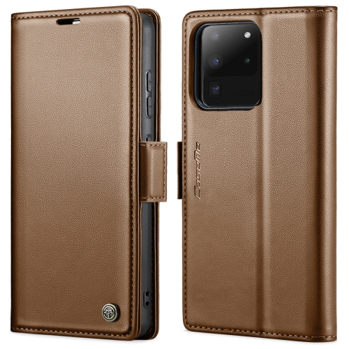 

For Samsung Galaxy S20 Ultra CaseMe 023 Butterfly Buckle Litchi Texture RFID Anti-theft Leather Phone Case(Brown)