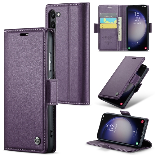 

For Samsung Galaxy S24+ CaseMe 023 Butterfly Buckle Litchi Texture RFID Anti-theft Leather Phone Case(Pearly Purple)