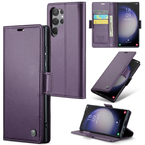

For Samsung Galaxy S24 Ultra CaseMe 023 Butterfly Buckle Litchi Texture RFID Anti-theft Leather Phone Case(Pearly Purple)