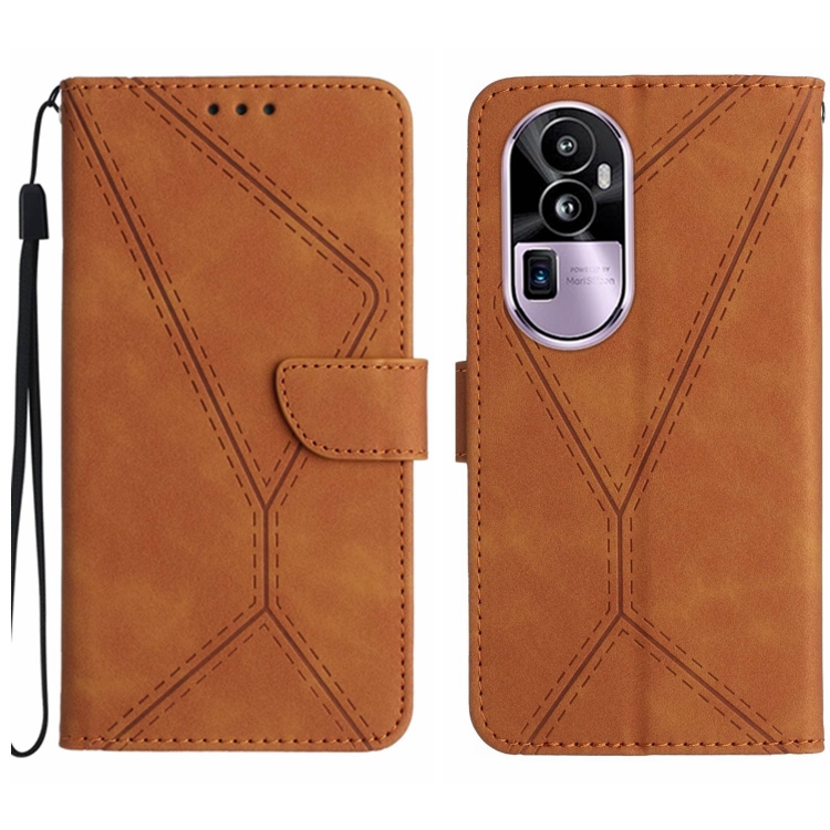 

For OPPO Reno10 Stitching Embossed Leather Phone Case(Brown)