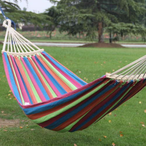 

Outdoor Double Thickened Canvas Hammock Indoor Swing with Detachable Curved Rod, Size:200x100cm(Colorful)