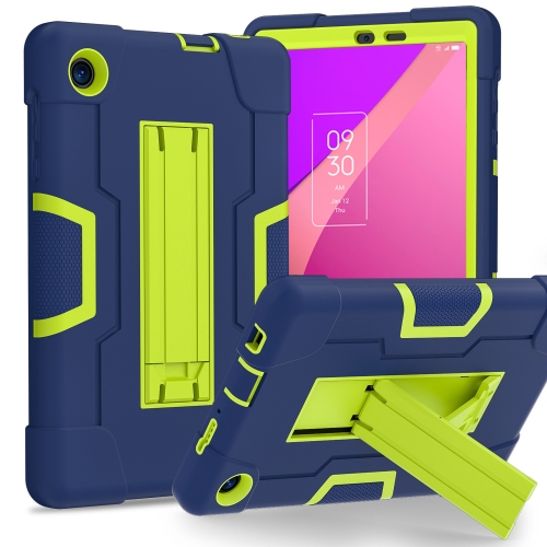 

For TCL Tab 8 LE / WiFi Contrast Color Silicone Hybrid PC Tablet Case with Holder(Navy Blue Olivine)