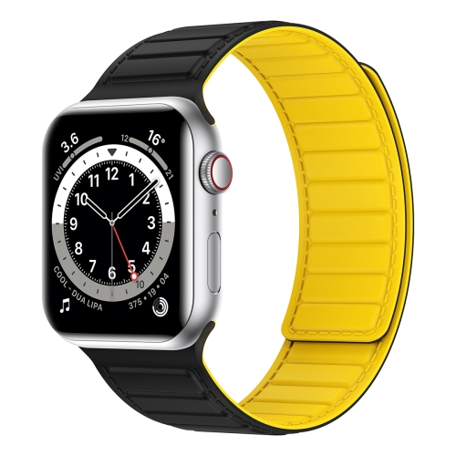 Apple Watch 3 用磁気シリコン時計バンド 42mm (ブラックイエロー)