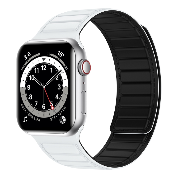 

Magnetic Silicone Watch Band For Apple Watch SE 2023 44mm(White Black)