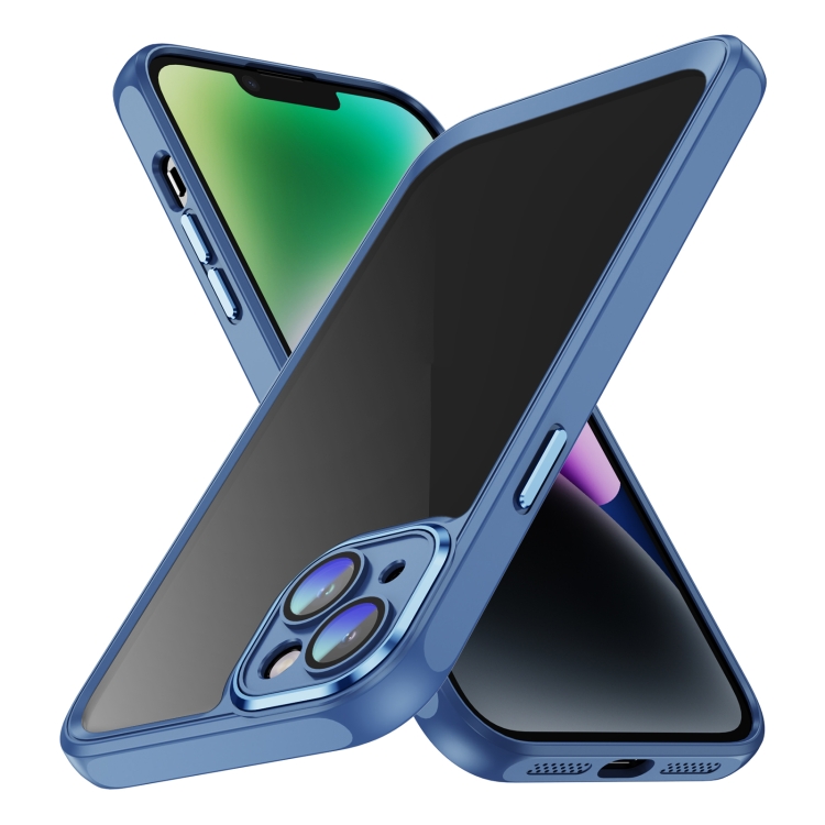 

For iPhone 14 PC + TPU Phone Case with Lens Film(Blue)