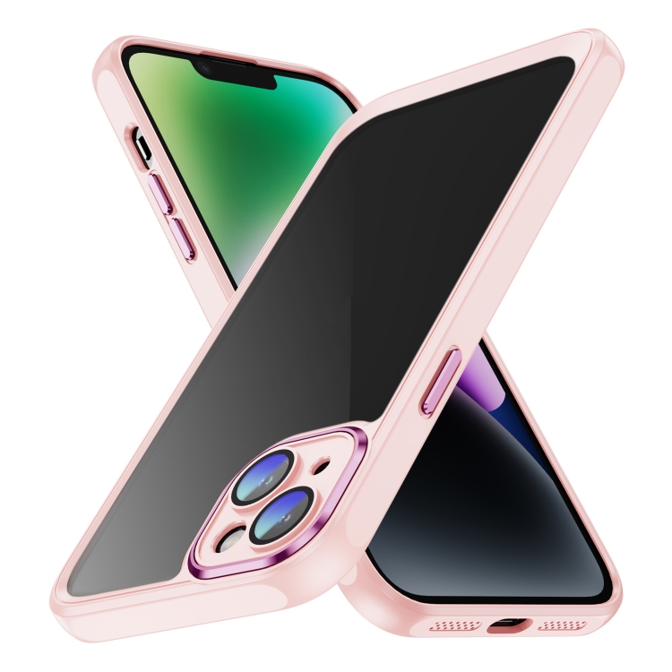 

For iPhone 14 PC + TPU Phone Case with Lens Film(Apricot)