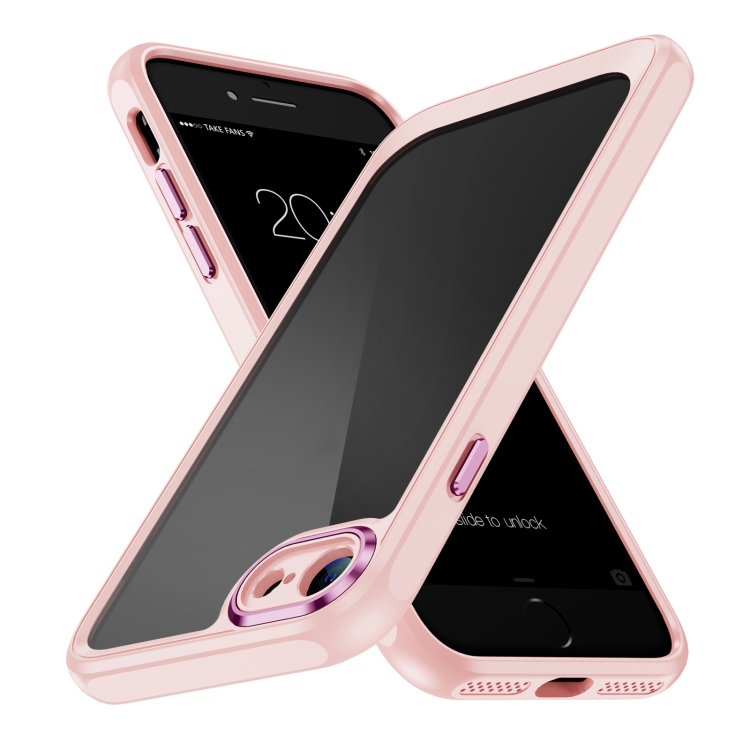 

For iPhone SE 2022 / SE 2020 / 8 / 7 PC + TPU Phone Case with Lens Film(Apricot)
