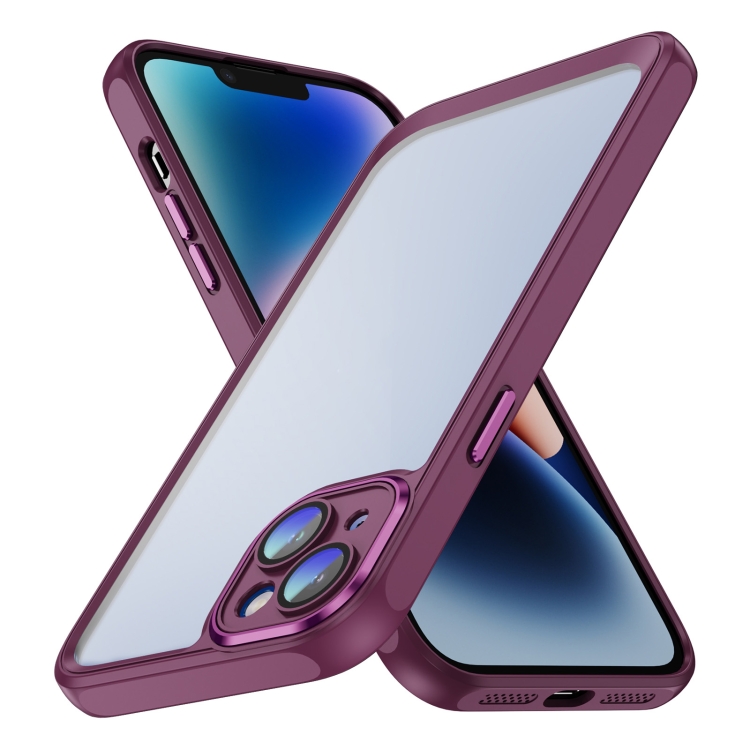 

For iPhone 15 PC + TPU Phone Case with Lens Film(Rose Red)